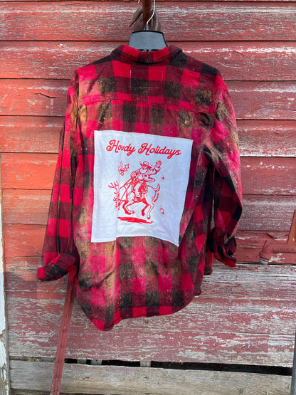 Vintage Cowboy Santa Flannel
