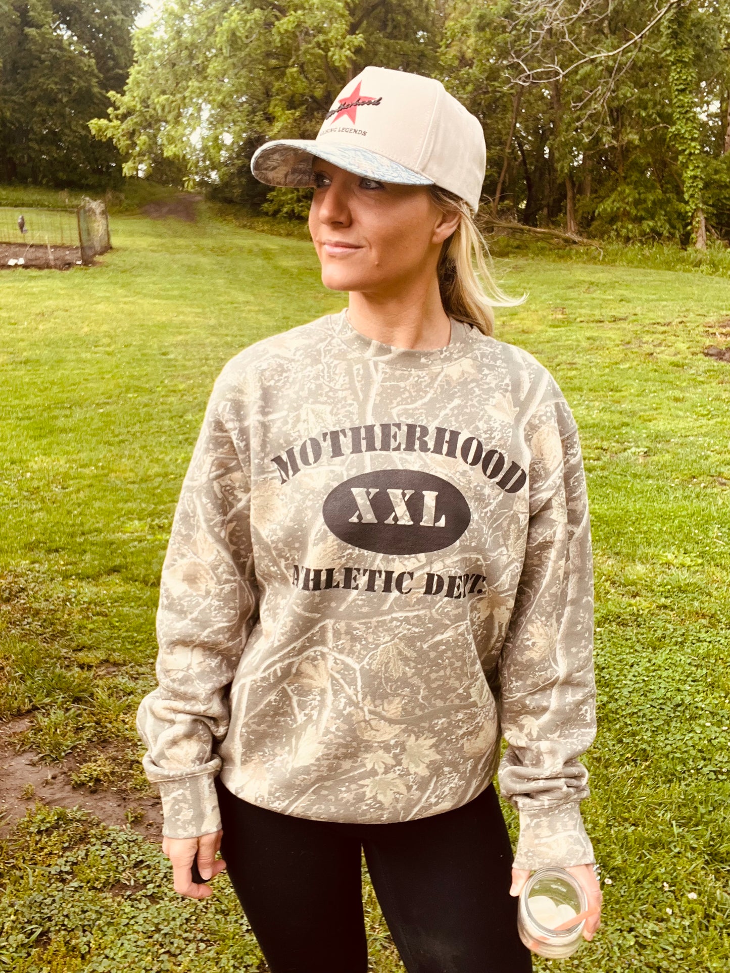 Motherhood camo crewneck