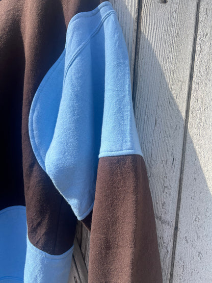 Upcycled vintage crewneck sweatshirt blue and espresso