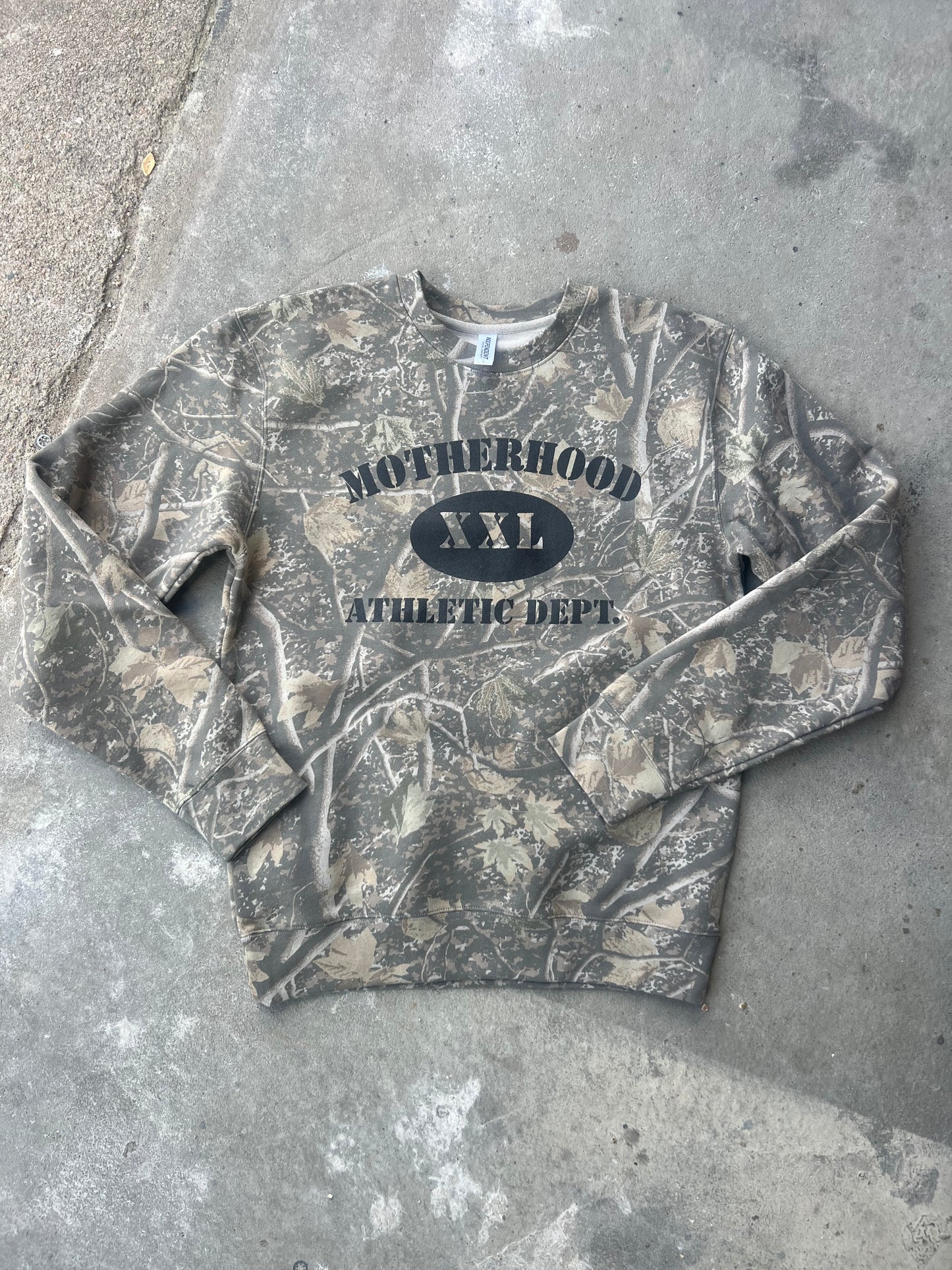 Motherhood camo crewneck