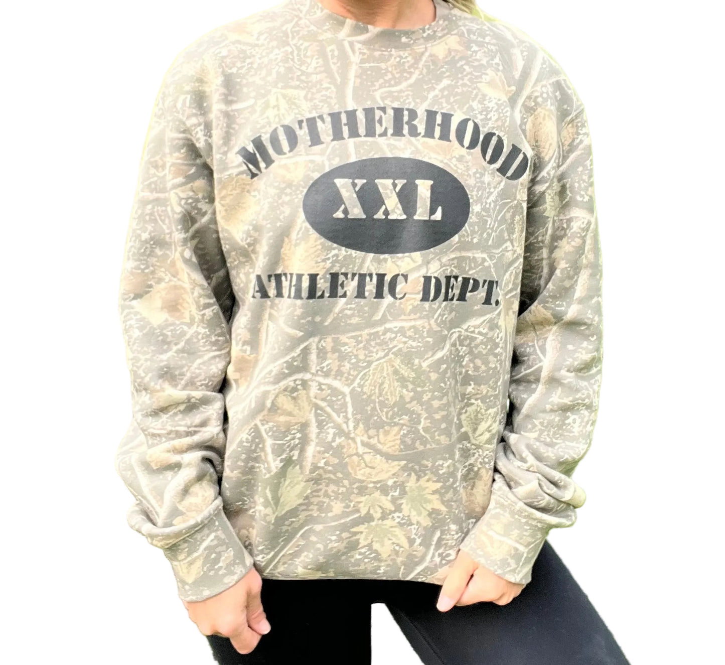 Motherhood camo crewneck
