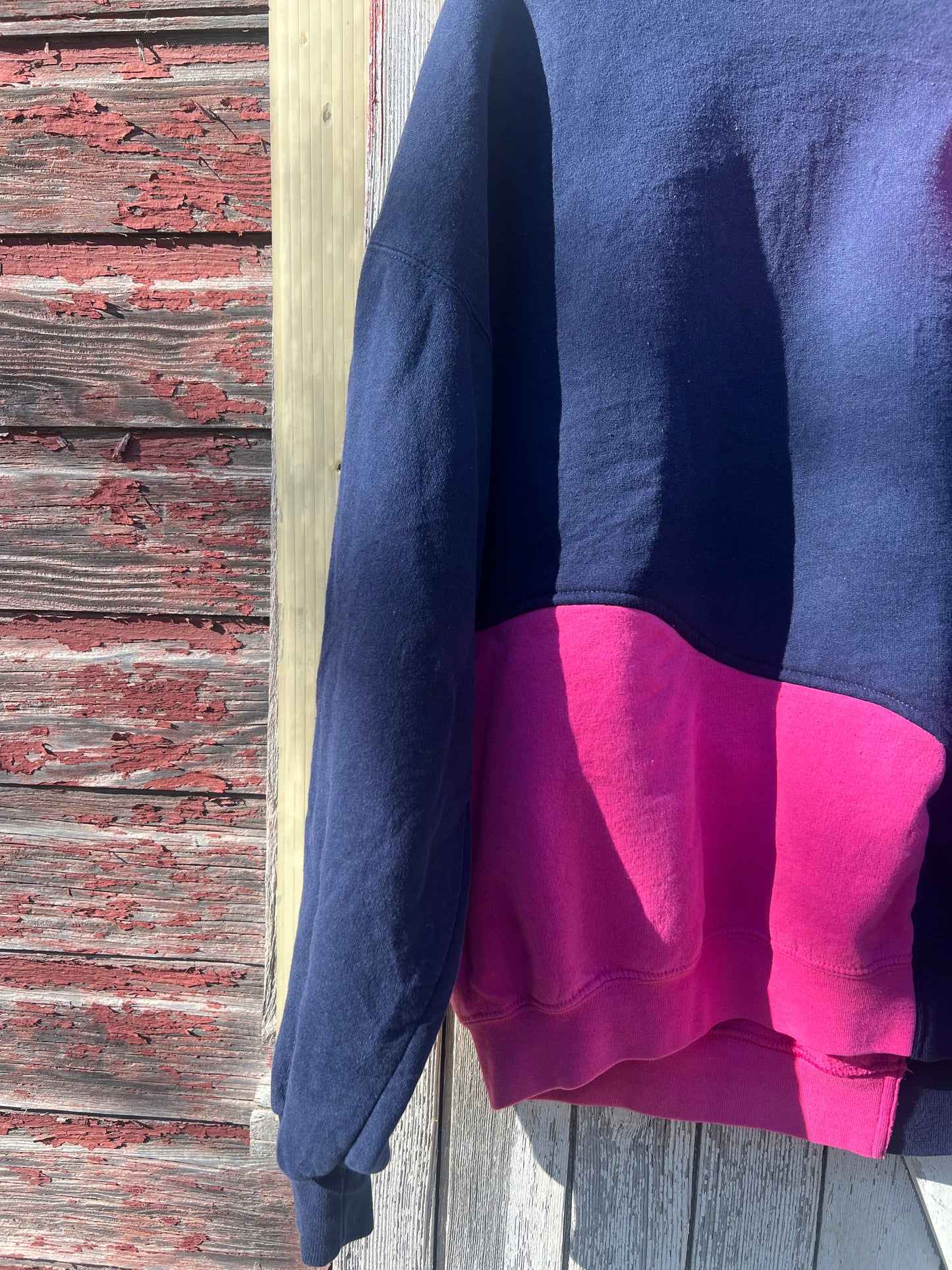 Upcycled vintage crewneck sweatshirt Navy and bubblegum