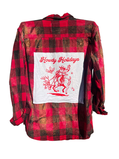 Vintage Cowboy Santa Flannel