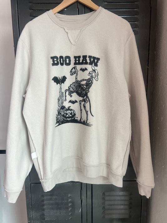 Boo haw upcycled crewneck large