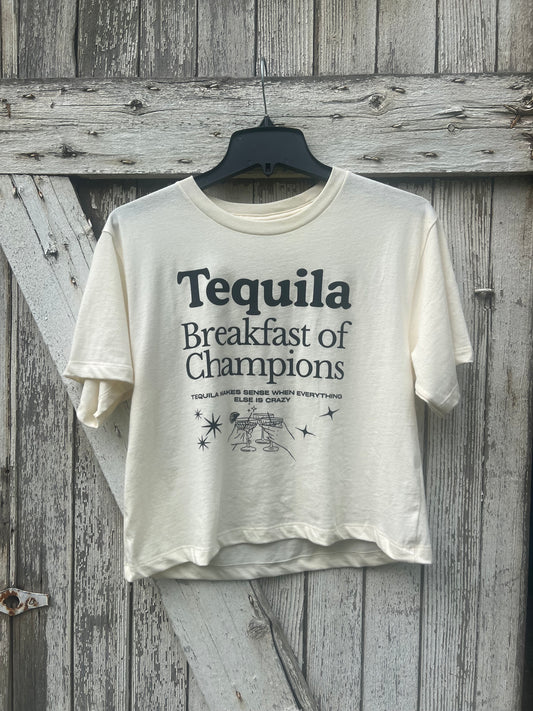 Tequila Breakfast of Champions Ladies Tee Crop
